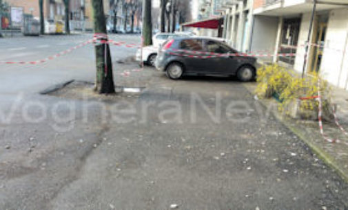 VOGHERA 26/01/2015: Calcinacci dal palazzo. Le proteste dei residenti