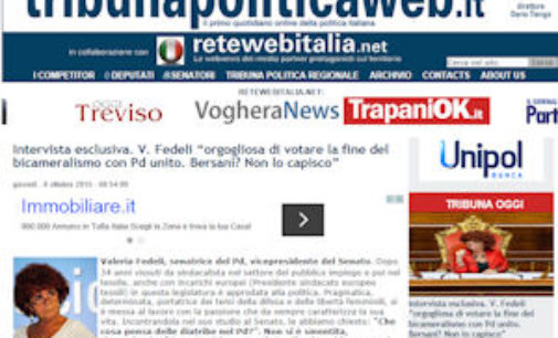 ROMA 08/10/2015: Affaritaliani. Fedeli “Orgogliosa di votare la fine del bicameralismo con Pd unito. Bersani? Non lo capisco”