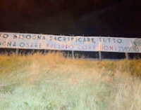 PAVIA 23/10/2015: Striscione di CasaPound per ricordare Filippo Corridoni