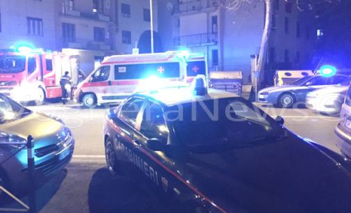 VOGHERA 22/01/2016: Incendio fuori da un appartamento al quinto piano di un palazzo. Sul posto i pompieri ma anche la poliza per capire l’origine delle fiamme