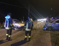 VOGHERA 24/02/2016: Frontale sulla strada per Oriolo. Ferite anche due bambine. Uno degli occupanti delle due auto non si trova