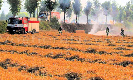 MONTESEGALE 05/07/2016: Incendio nel campo di grano. Spento dai pompieri aiutati dagli agricoltori con gli aratri. Intervento dei vigili del fuoco anche stamattina in un’abitazione di Voghera