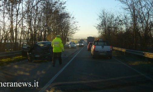 BERESSANA 30/11/2016: Scontro sulla Sp35 prima del ponte sul Po. Traffico in tilt