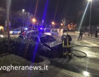 VOGHERA 24/01/2017: Rogo in via Don Minzoni. Auto prende fuoco mentre transita alla rotonda all’incrocio con via Matteotti