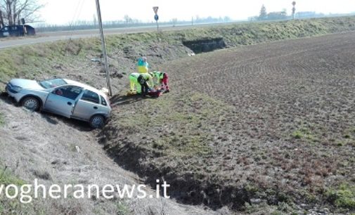 VOGHERA 15/02/2017: Auto esce di strada e finisce nel campo. Donna soccorsa con l’elicottero