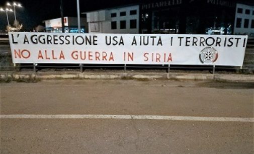 VOGHERA 18/04/2018: CasaPound, striscioni in cento città contro la guerra in Siria