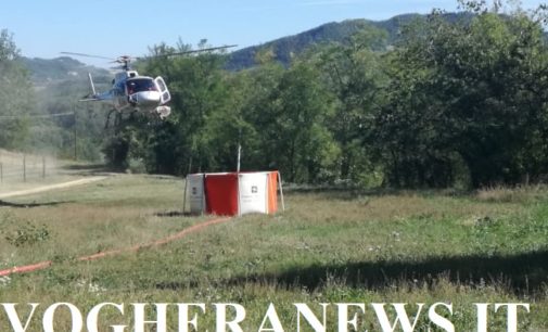 GODIASCO SALICE T. 24/09/2018: Incendio di bosco a Cabanon. Duro lavoro in giornata per Pompieri Pc e Comunità Montana. In azione anche un elicottero