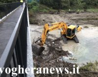 VOGHERA 08/11/2018: Partita la pulizia dei piloni della passerella sullo Staffora. In azione la PC e la ditta Traversa (VIDEO). Il Sindaco: “Troppa burocrazia” e “Occorre pulire il torrente anche a monte”