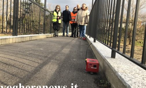 VOGHERA 13/12/2018: Si studia il ponte pedonale per sapere come reagirebbe in caso di terremoto o piena. Oggi il monitoraggio con i super sensori