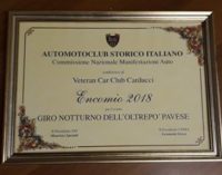 CASTEGGIO 14/02/2019: Premio nazionale al Veteran Car Club Carducci per il Giro Notturno dell’Oltrepo