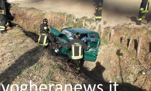 VAL DI NIZZA 28/02/2019: Incidente sulla Sp7. Auto esce di strada e si accartoccia in un fossato. Ferito un 57enne