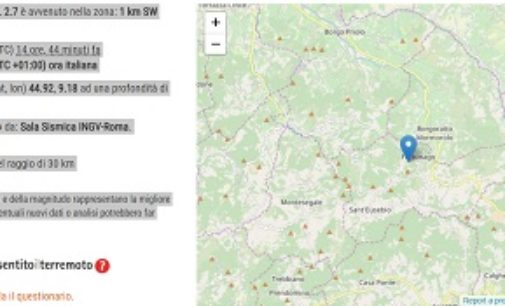 FORTUNAGO 04/12/2019: Lieve scossa di terremoto ieri sera sulle montagne dell’Oltrepo. Epicentro a Fortunago