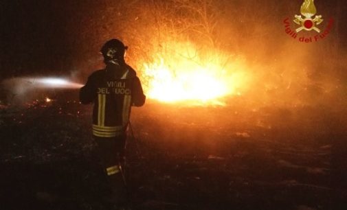 MEDE GAMBARANA 23/03/2020: Incendio nella notte in un canneto. Ore di lavoro per i pompieri