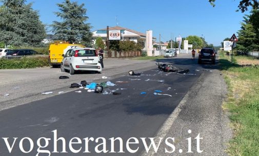 VOGHERA 03/09/2020: Scontro moto auto. Un 28enne portato in gravi condizioni al San Matteo