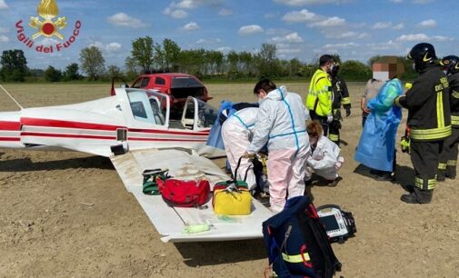 PIEVE DEL CAIRO 09/05/2021: Velivolo si guasta in volo. Atterraggio di emergenza vicino alla Sp4