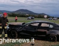 VOGHERA 24/08/2021: Incidente sulla Sp461. Una delle auto coinvolte esce di strada e si cappotta nel campo. Ferita una giovane