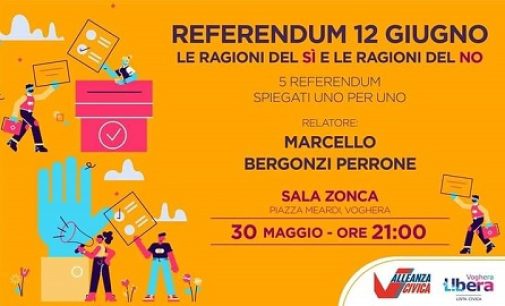 VOGHERA 31/05/2022: Referendum Giustizia. Stasera un incontro alla Sala Zonca