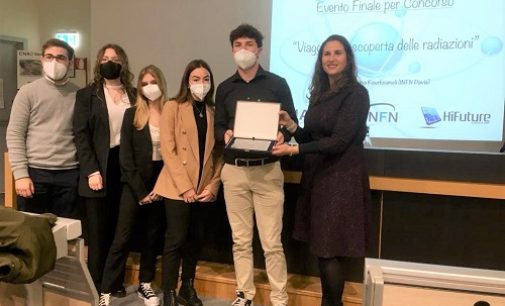 PAVIA 09/05/2022: Studenti del Gallini di Voghera premiati al concorso lanciato dal Centro Nazionale di Adroterapia di Pavia
