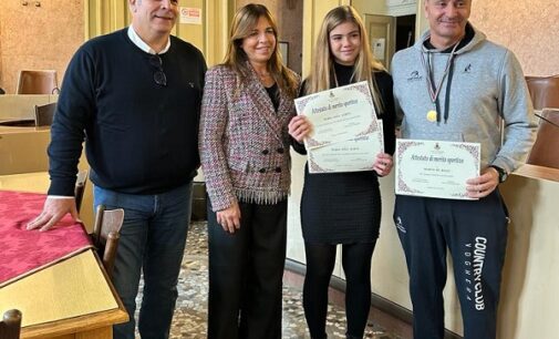 VOGHERA 04/12/2023: Ricevuta in Municipio Maria Sole Albini campionessa provinciale di tennis e promessa del golf