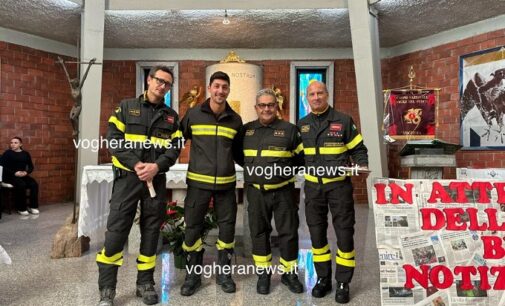 VOGHERA 10/12/2023: Santa Barbara. Festa e riconoscimenti oggi per i Vigili del Fuoco iriensi. Premio al carabiniere Galletta